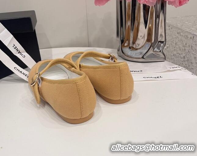 Shop Duplicate Chanel Cotton & Silk Mary Janes G45503 Light Brown 041706