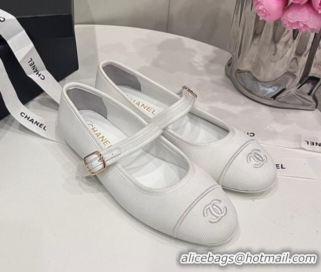 Purchase Chanel Cotton & Silk Mary Janes G45503 White 041707