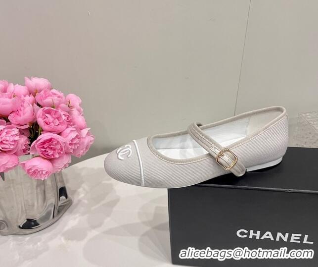 Purchase Chanel Cotton & Silk Mary Janes G45503 White 041707