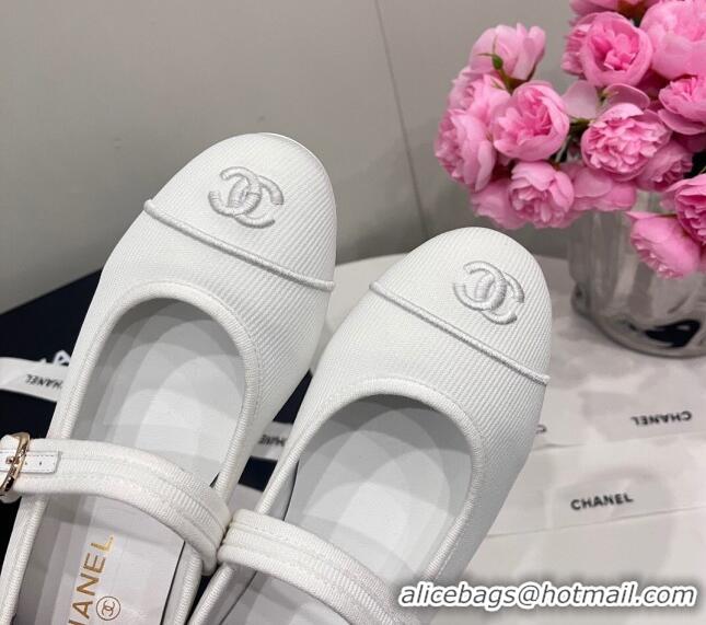 Purchase Chanel Cotton & Silk Mary Janes G45503 White 041707