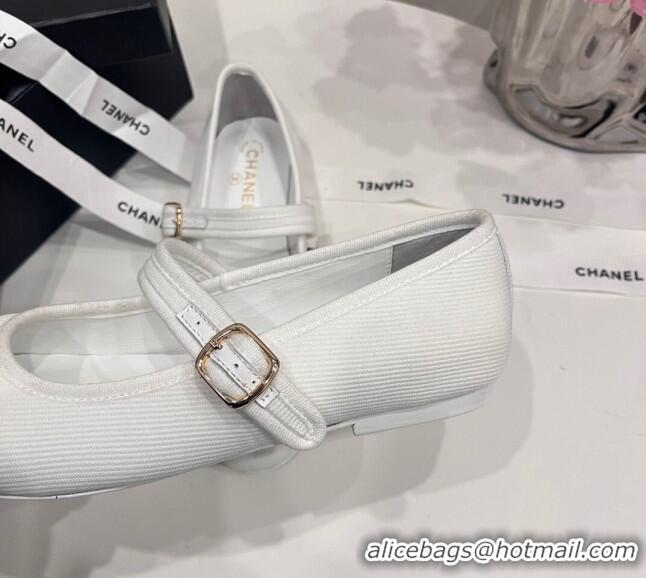 Purchase Chanel Cotton & Silk Mary Janes G45503 White 041707