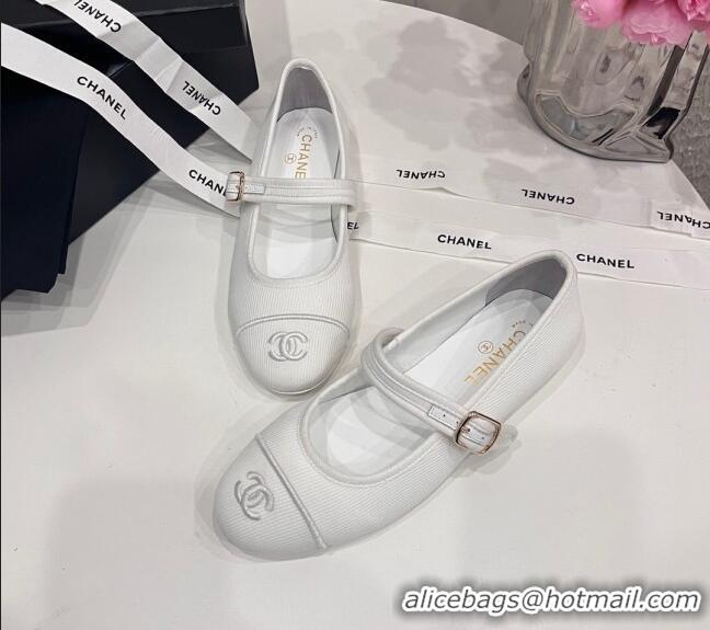 Purchase Chanel Cotton & Silk Mary Janes G45503 White 041707