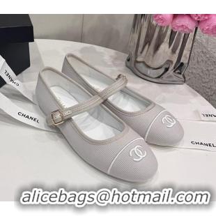 Grade Quality Chanel Cotton & Silk Mary Janes G45503 Light Grey 041708