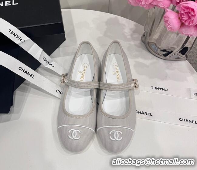 Grade Quality Chanel Cotton & Silk Mary Janes G45503 Light Grey 041708