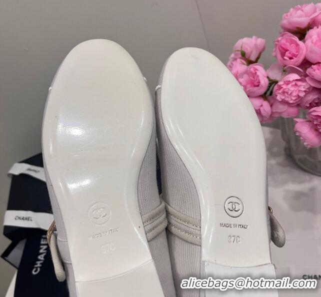 Grade Quality Chanel Cotton & Silk Mary Janes G45503 Light Grey 041708