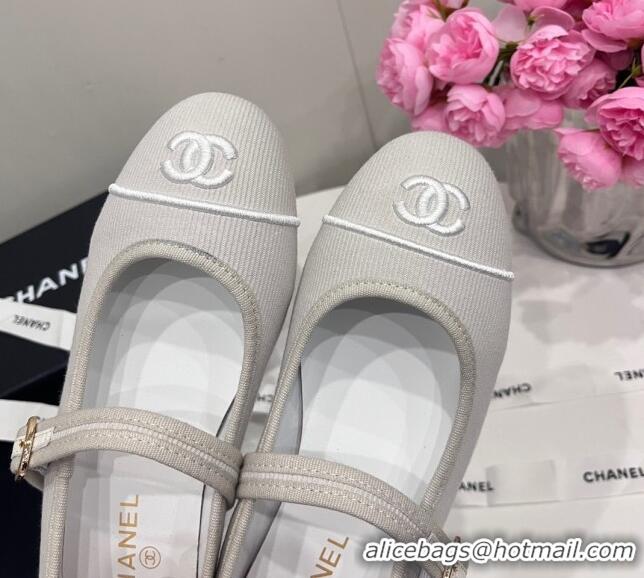 Grade Quality Chanel Cotton & Silk Mary Janes G45503 Light Grey 041708