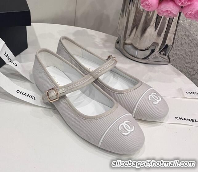 Grade Quality Chanel Cotton & Silk Mary Janes G45503 Light Grey 041708