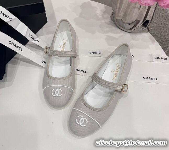 Grade Quality Chanel Cotton & Silk Mary Janes G45503 Light Grey 041708