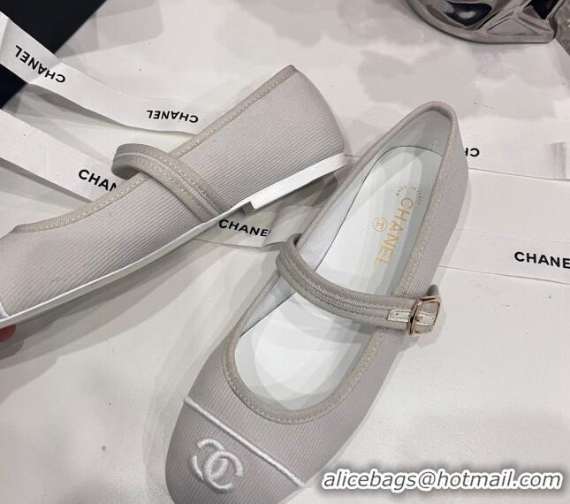 Grade Quality Chanel Cotton & Silk Mary Janes G45503 Light Grey 041708