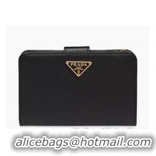 Best Price Prada Small Saffiano Leather Wallet PA1235 Black