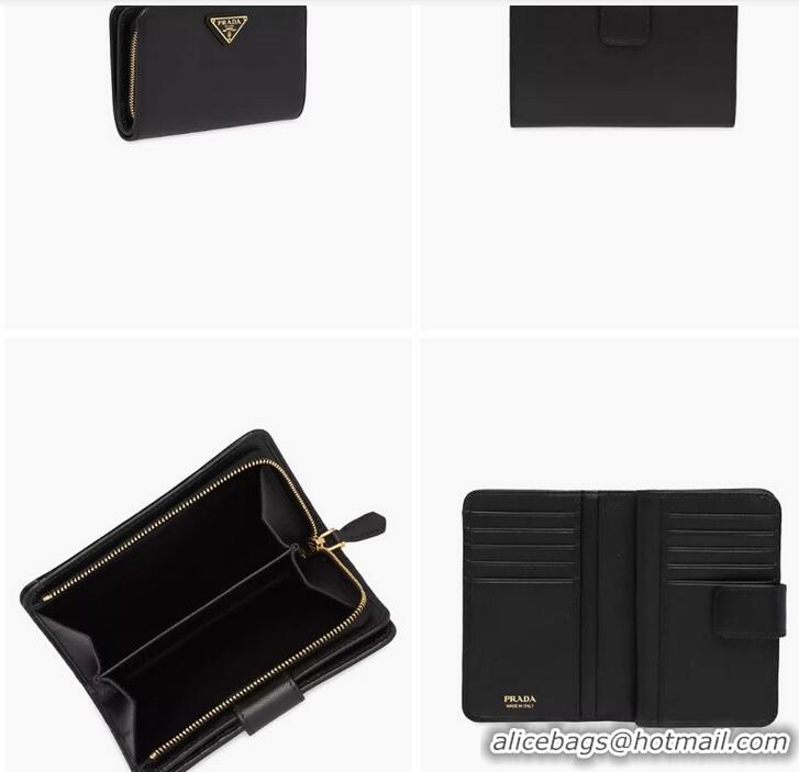 Best Price Prada Small Saffiano Leather Wallet PA1235 Black