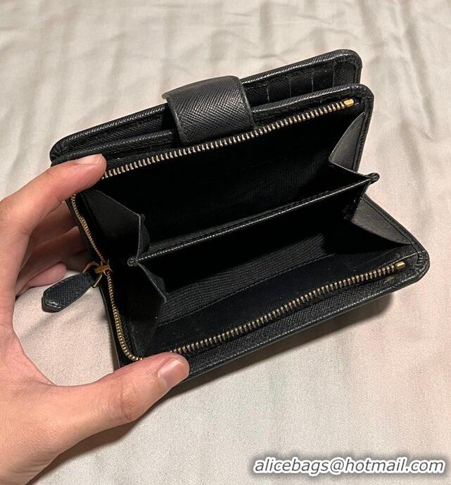 Best Price Prada Small Saffiano Leather Wallet PA1235 Black