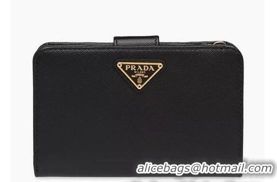 Best Price Prada Small Saffiano Leather Wallet PA1235 Black