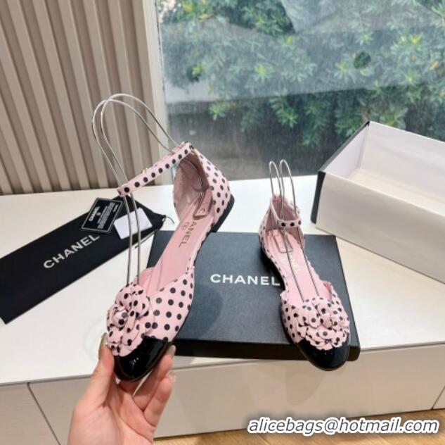 Top Design Chanel Lambskin Mary Janes with Camellia Pink 041710