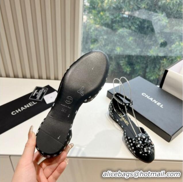 Charming Chanel Lambskin Mary Janes with Camellia Black 41712