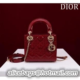 Best Product Dior Mini Lady Dior Bag in Patent Cannage Leather M0505 Red 2024