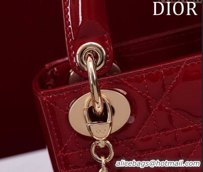 Best Product Dior Mini Lady Dior Bag in Patent Cannage Leather M0505 Red 2024