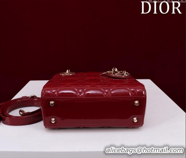 Best Product Dior Mini Lady Dior Bag in Patent Cannage Leather M0505 Red 2024