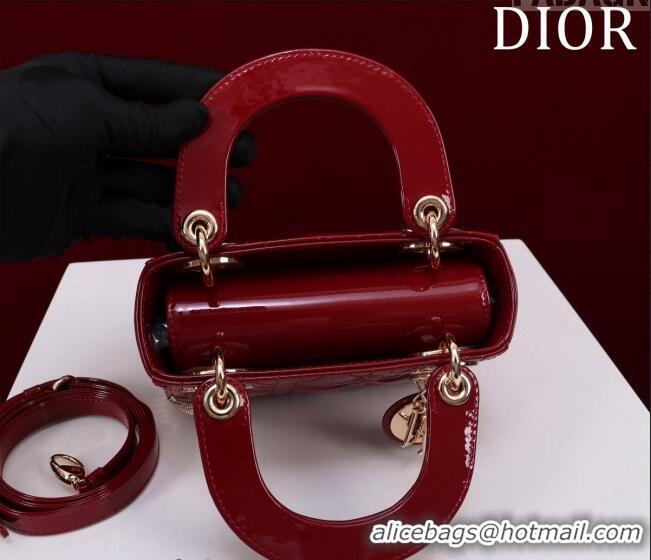 Best Product Dior Mini Lady Dior Bag in Patent Cannage Leather M0505 Red 2024