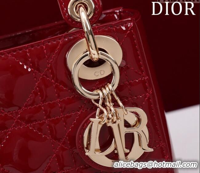 Best Product Dior Mini Lady Dior Bag in Patent Cannage Leather M0505 Red 2024