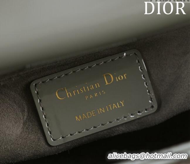 Super Quality Dior Mini Lady Dior Bag in Patent Cannage Leather M0505 Grey 2024