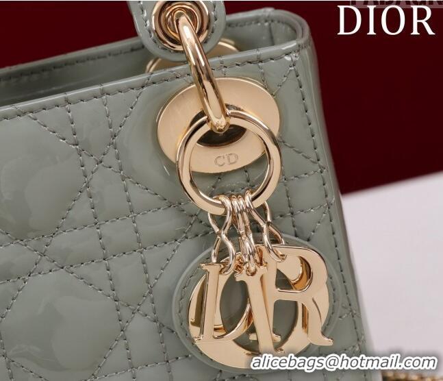 Super Quality Dior Mini Lady Dior Bag in Patent Cannage Leather M0505 Grey 2024