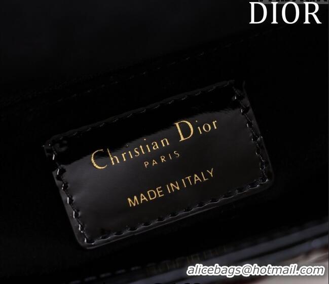 Shop Grade Dior Mini Lady Dior Bag in Patent Cannage Leather M0505 Black 2024