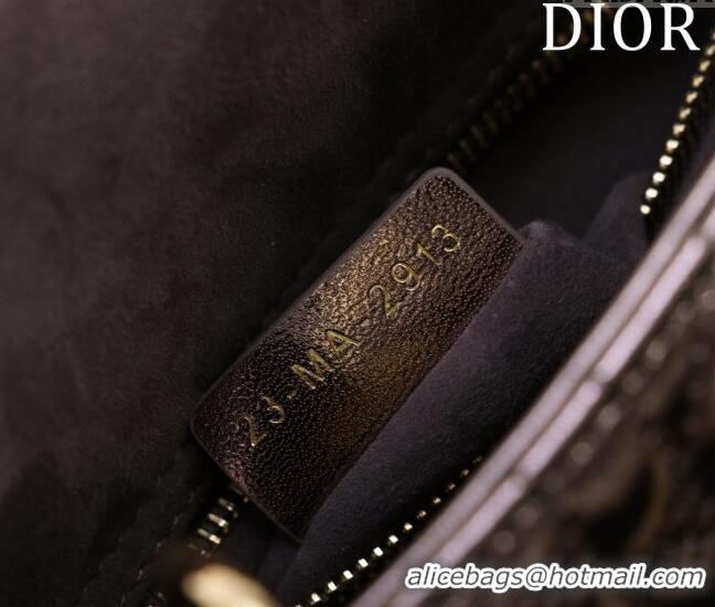 Super Quality Dior Mini Lady Dior Bag in Metallic Cannage Leather M0505 Bronze 2024