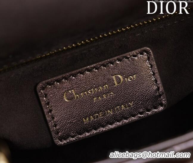 Super Quality Dior Mini Lady Dior Bag in Metallic Cannage Leather M0505 Bronze 2024