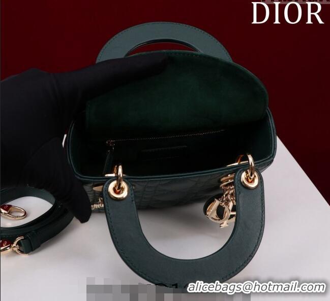 New Design Dior Mini Lady Dior Bag in Cannage Lambskin M0505 Green 2024