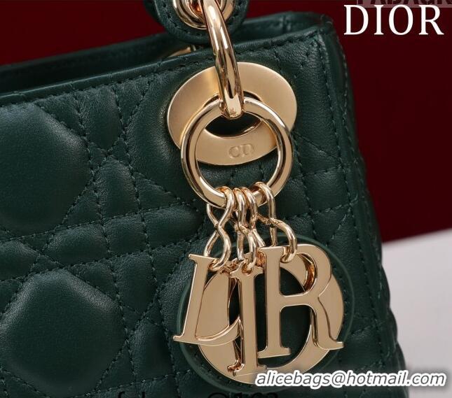 New Design Dior Mini Lady Dior Bag in Cannage Lambskin M0505 Green 2024