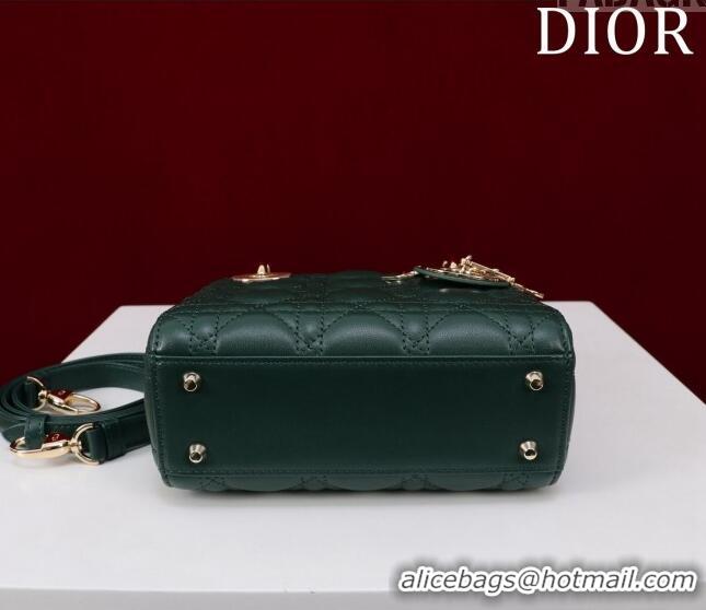 New Design Dior Mini Lady Dior Bag in Cannage Lambskin M0505 Green 2024