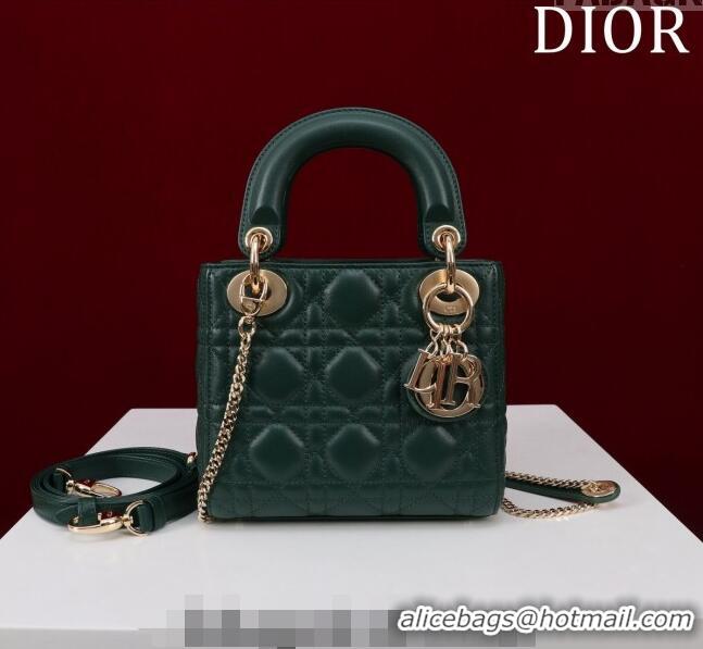 New Design Dior Mini Lady Dior Bag in Cannage Lambskin M0505 Green 2024