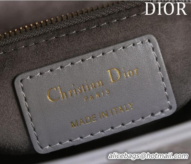 Low Price Dior Mini Lady Dior Bag in Cannage Lambskin M0505 Grey/Gold 2024