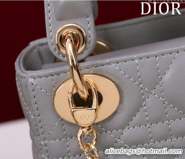 Low Price Dior Mini Lady Dior Bag in Cannage Lambskin M0505 Grey/Gold 2024