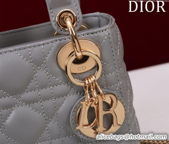 Low Price Dior Mini Lady Dior Bag in Cannage Lambskin M0505 Grey/Gold 2024