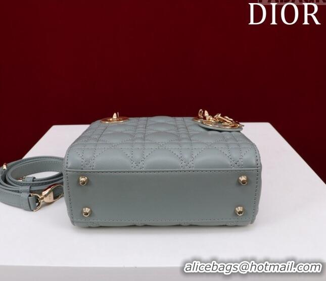 Inexpensive Dior Mini Lady Dior Bag in Cannage Lambskin M0505 Cloud Blue 2024