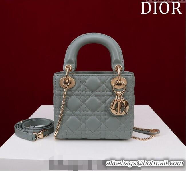 Inexpensive Dior Mini Lady Dior Bag in Cannage Lambskin M0505 Cloud Blue 2024