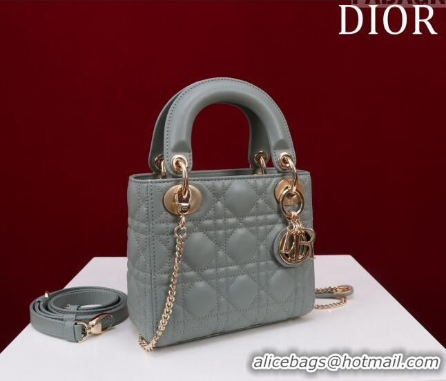 Inexpensive Dior Mini Lady Dior Bag in Cannage Lambskin M0505 Cloud Blue 2024