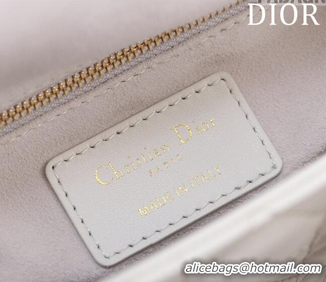 Buy Discount Dior Mini Lady Dior Bag in Cannage Lambskin M0505 White/Gold 2024