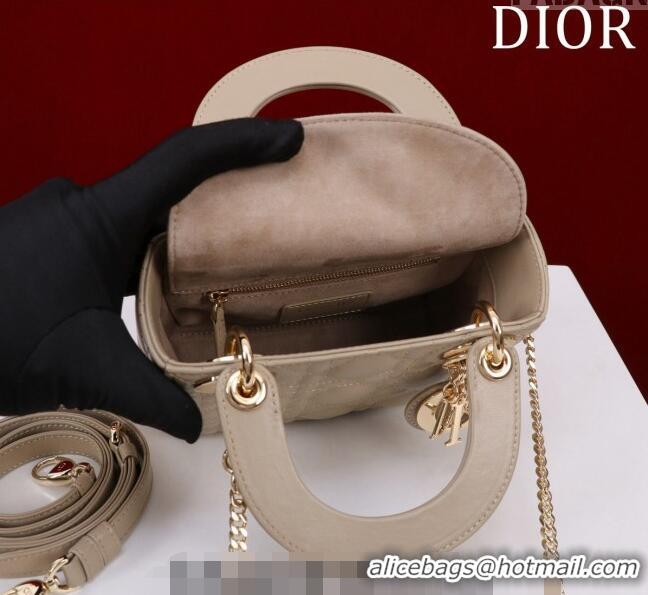 Trendy Design Dior Mini Lady Dior Bag in Cannage Lambskin M0505 Beige 2024