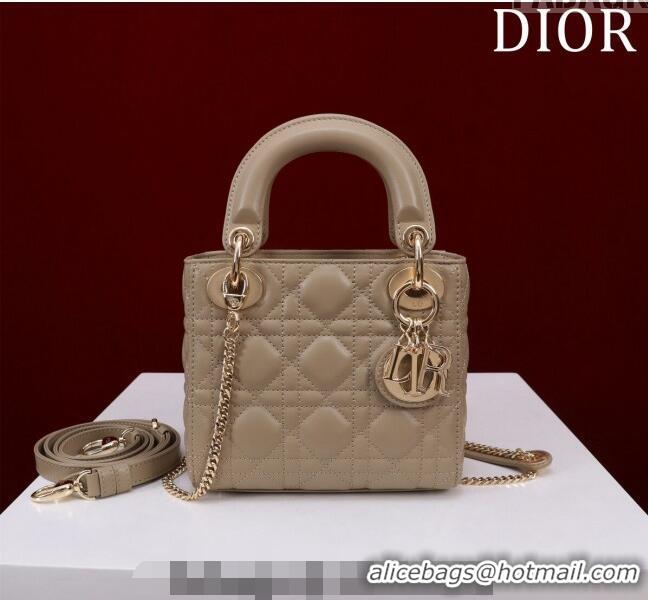 Trendy Design Dior Mini Lady Dior Bag in Cannage Lambskin M0505 Beige 2024