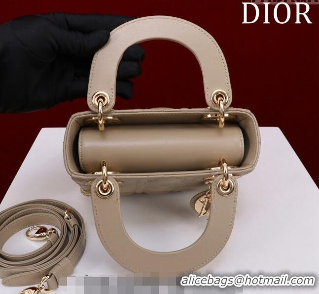 Trendy Design Dior Mini Lady Dior Bag in Cannage Lambskin M0505 Beige 2024