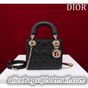 Fashion Discount Dior Mini Lady Dior Bag in Cannage Lambskin M0505 Black 2024