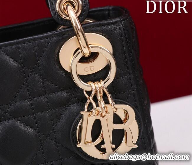 Fashion Discount Dior Mini Lady Dior Bag in Cannage Lambskin M0505 Black 2024