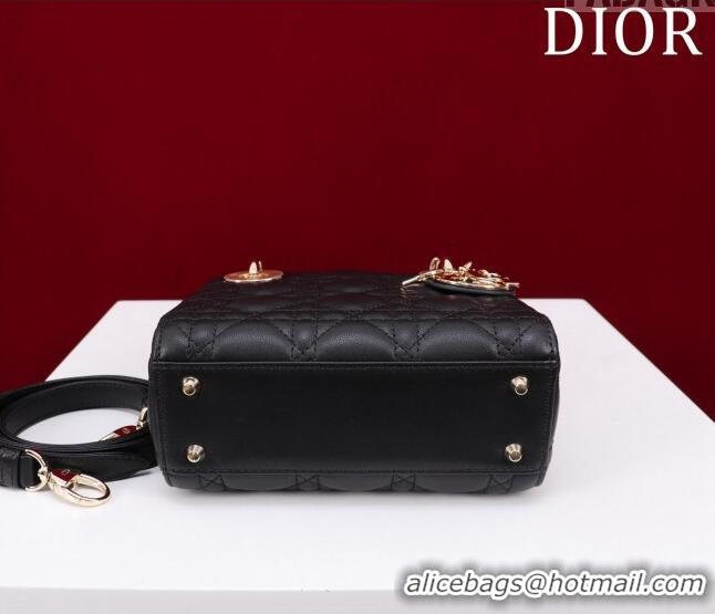 Fashion Discount Dior Mini Lady Dior Bag in Cannage Lambskin M0505 Black 2024