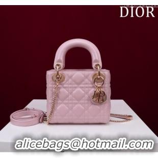 Discount Dior Mini Lady Dior Bag in Cannage Lambskin M0505 Light Pink 2024