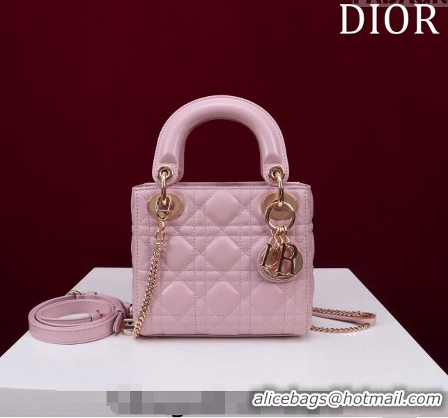 Discount Dior Mini Lady Dior Bag in Cannage Lambskin M0505 Light Pink 2024