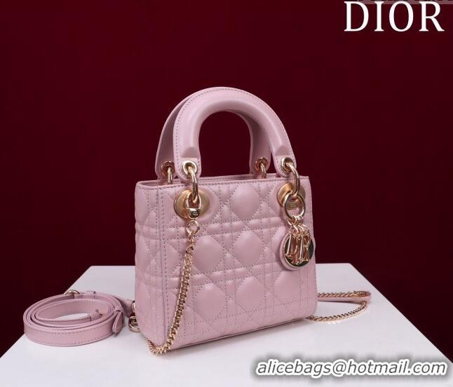 Discount Dior Mini Lady Dior Bag in Cannage Lambskin M0505 Light Pink 2024