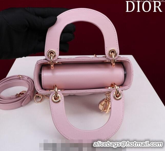 Discount Dior Mini Lady Dior Bag in Cannage Lambskin M0505 Light Pink 2024